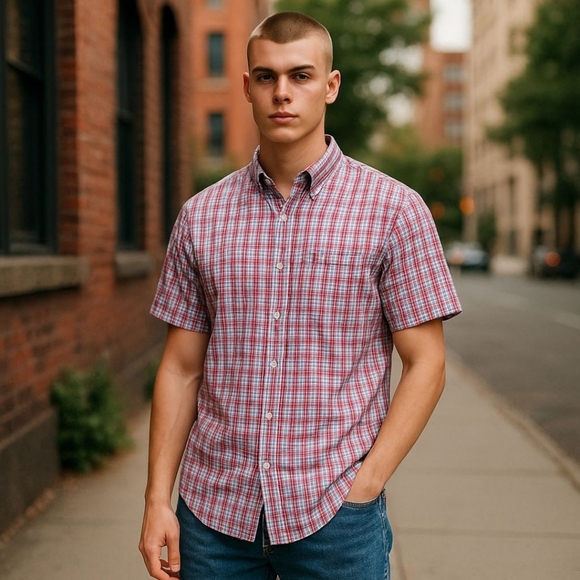 U.S. Polo Assn. Red and White Casual Button Down Shirt - Picture 1 of 9
